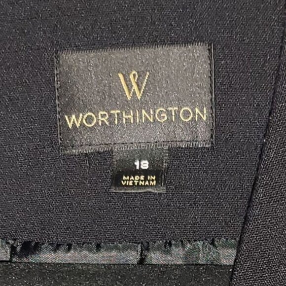 WORTHINGTON | Two-Tone Black Faux Leather Business Casual Blazer - Picture 5 of 12